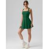 imageOQQ Womens Square Neck Aline Dress Sleeveless Tank Top Stretch Flare Mini DressesJungle Green