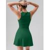 imageOQQ Womens Square Neck Aline Dress Sleeveless Tank Top Stretch Flare Mini DressesJungle Green