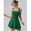 imageOQQ Womens Square Neck Aline Dress Sleeveless Tank Top Stretch Flare Mini DressesJungle Green
