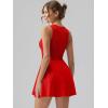 imageOQQ Womens Square Neck Aline Dress Sleeveless Tank Top Stretch Flare Mini DressesRed