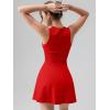 imageOQQ Womens Square Neck Aline Dress Sleeveless Tank Top Stretch Flare Mini DressesRed