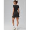 imageOQQ Womens Square Neck Ruffle Hem Mini Dress Summer Short Sleeve with Shorts Party DressesBlack