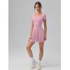 imageOQQ Womens Square Neck Ruffle Hem Mini Dress Summer Short Sleeve with Shorts Party DressesPink Beanpaste