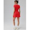 imageOQQ Womens Square Neck Ruffle Hem Mini Dress Summer Short Sleeve with Shorts Party DressesRed
