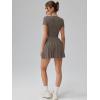 imageOQQ Womens Square Neck Ruffle Hem Mini Dress Summer Short Sleeve with Shorts Party DressesTea Leaf