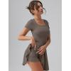 imageOQQ Womens Square Neck Ruffle Hem Mini Dress Summer Short Sleeve with Shorts Party DressesTea Leaf