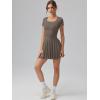 imageOQQ Womens Square Neck Ruffle Hem Mini Dress Summer Short Sleeve with Shorts Party DressesTea Leaf
