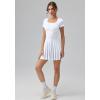imageOQQ Womens Square Neck Ruffle Hem Mini Dress Summer Short Sleeve with Shorts Party DressesWhite