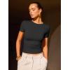 imageOQQ Womens T Shirt Summer Tops Crew Neck Short Sleeve Fashion Basic Tee Vacation Clothes 2025 ShirtsBlack