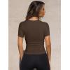 imageOQQ Womens T Shirt Summer Tops Crew Neck Short Sleeve Fashion Basic Tee Vacation Clothes 2025 ShirtsDarkbrown