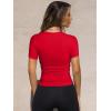 imageOQQ Womens T Shirt Summer Tops Crew Neck Short Sleeve Fashion Basic Tee Vacation Clothes 2025 ShirtsRed