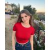 imageOQQ Womens T Shirt Summer Tops Crew Neck Short Sleeve Fashion Basic Tee Vacation Clothes 2025 ShirtsRed