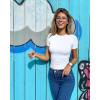 imageOQQ Womens T Shirt Summer Tops Crew Neck Short Sleeve Fashion Basic Tee Vacation Clothes 2025 ShirtsWhite