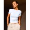 imageOQQ Womens T Shirt Summer Tops Crew Neck Short Sleeve Fashion Basic Tee Vacation Clothes 2025 ShirtsWhite