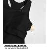 imageOQQ Womens Tank Tops with Medium Support Removeable Bra Crew Neck Stretch Casusal Crop CamisBlack