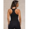 imageOQQ Womens Tank Tops with Medium Support Removeable Bra Crew Neck Stretch Casusal Crop CamisBlack