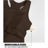 imageOQQ Womens Tank Tops with Medium Support Removeable Bra Crew Neck Stretch Casusal Crop CamisDarkbrown
