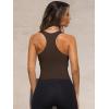 imageOQQ Womens Tank Tops with Medium Support Removeable Bra Crew Neck Stretch Casusal Crop CamisDarkbrown