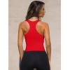 imageOQQ Womens Tank Tops with Medium Support Removeable Bra Crew Neck Stretch Casusal Crop CamisRed