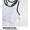 imageOQQ Womens Tank Tops with Medium Support Removeable Bra Crew Neck Stretch Casusal Crop CamisWhite
