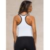imageOQQ Womens Tank Tops with Medium Support Removeable Bra Crew Neck Stretch Casusal Crop CamisWhite