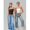 imageOQQ Womens Tube Bodysuits Strapless Basic Sleeveless Ruched Stretch ClassicFit Tops Sexy BodysuitsBeige