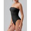 imageOQQ Womens Tube Bodysuits Strapless Basic Sleeveless Ruched Stretch ClassicFit Tops Sexy BodysuitsBlack