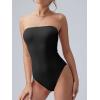 imageOQQ Womens Tube Bodysuits Strapless Basic Sleeveless Ruched Stretch ClassicFit Tops Sexy BodysuitsBlack