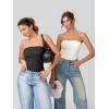 imageOQQ Womens Tube Bodysuits Strapless Basic Sleeveless Ruched Stretch ClassicFit Tops Sexy BodysuitsBlack