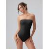 imageOQQ Womens Tube Bodysuits Strapless Basic Sleeveless Ruched Stretch ClassicFit Tops Sexy BodysuitsBlack