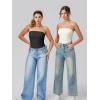 imageOQQ Womens Tube Bodysuits Strapless Basic Sleeveless Ruched Stretch ClassicFit Tops Sexy BodysuitsBlack