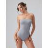 imageOQQ Womens Tube Bodysuits Strapless Basic Sleeveless Ruched Stretch ClassicFit Tops Sexy BodysuitsGrey