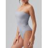 imageOQQ Womens Tube Bodysuits Strapless Basic Sleeveless Ruched Stretch ClassicFit Tops Sexy BodysuitsGrey