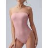 imageOQQ Womens Tube Bodysuits Strapless Basic Sleeveless Ruched Stretch ClassicFit Tops Sexy BodysuitsHide Pink