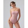 imageOQQ Womens Tube Bodysuits Strapless Basic Sleeveless Ruched Stretch ClassicFit Tops Sexy BodysuitsHide Pink