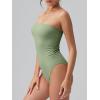 imageOQQ Womens Tube Bodysuits Strapless Basic Sleeveless Ruched Stretch ClassicFit Tops Sexy BodysuitsPea Green