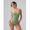 imageOQQ Womens Tube Bodysuits Strapless Basic Sleeveless Ruched Stretch ClassicFit Tops Sexy BodysuitsPea Green