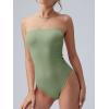 imageOQQ Womens Tube Bodysuits Strapless Basic Sleeveless Ruched Stretch ClassicFit Tops Sexy BodysuitsPea Green