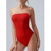 imageOQQ Womens Tube Bodysuits Strapless Basic Sleeveless Ruched Stretch ClassicFit Tops Sexy BodysuitsRed