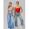imageOQQ Womens Tube Bodysuits Strapless Basic Sleeveless Ruched Stretch ClassicFit Tops Sexy BodysuitsRed