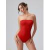 imageOQQ Womens Tube Bodysuits Strapless Basic Sleeveless Ruched Stretch ClassicFit Tops Sexy BodysuitsRed