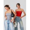 imageOQQ Womens Tube Bodysuits Strapless Basic Sleeveless Ruched Stretch ClassicFit Tops Sexy BodysuitsRed