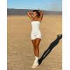 imageOQQ Womens Tube Rompers Summer Strapless Basic Sleeveless Ruched Stretch ClassicFit Sexy Rompers 2025Beige