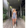 imageOQQ Womens Tube Rompers Summer Strapless Basic Sleeveless Ruched Stretch ClassicFit Sexy Rompers 2025Blues