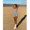 imageOQQ Womens Tube Rompers Summer Strapless Basic Sleeveless Ruched Stretch ClassicFit Sexy Rompers 2025Grey