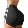 imageOQQ Women Workout Shorts Tummy Control Side Stripes Gym Yoga Seamless Active ShortsBlack