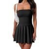 imageOQQ Womens Mini Dress Summer Cocktail Tube Ruched Waist Ruffle Corset Party Aline DressesBlack