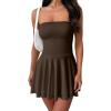 imageOQQ Womens Mini Dress Summer Cocktail Tube Ruched Waist Ruffle Corset Party Aline DressesDarkbrown