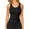 imageOQQ Womens Tank Tops with Medium Support Removeable Bra Crew Neck Stretch Casusal Crop CamisBlack