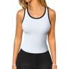 imageOQQ Womens Tank Tops with Medium Support Removeable Bra Crew Neck Stretch Casusal Crop CamisWhite